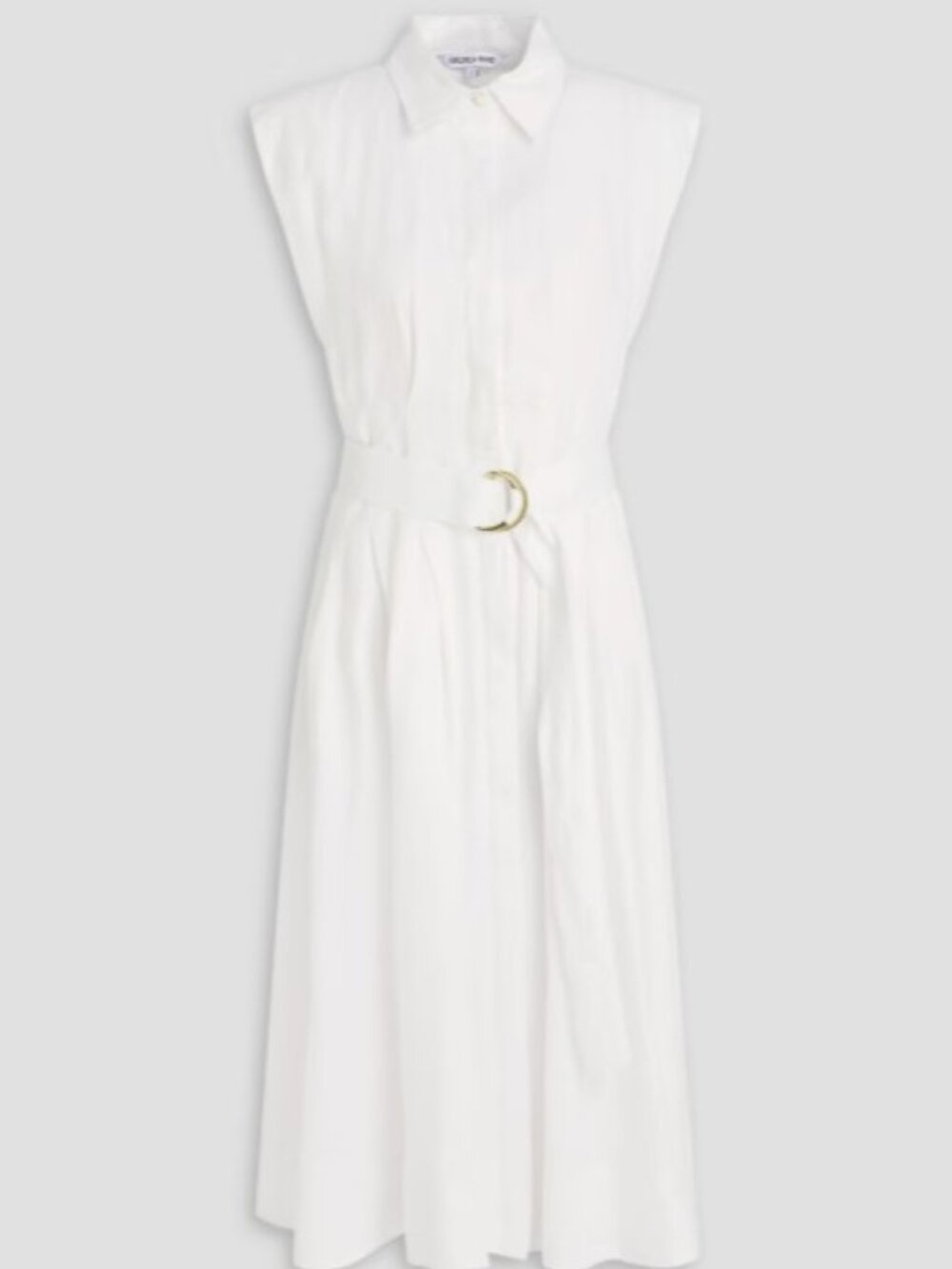 Veronica Beard Loreta Belted Linen Midi Shirt Dress White Size 8 NWT